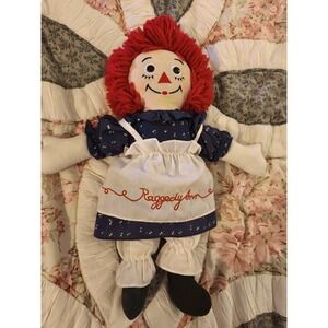 HASBRO Raggedy‎ Ann doll 2002 Red Hair With Blue Dress, And Apron Small Spot